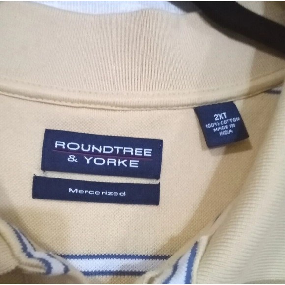 Roundtree & Yorke Polo Shirt Men 2XT 100% Cotton Yellow Stripped Short Sleeve - Picture 2 of 5